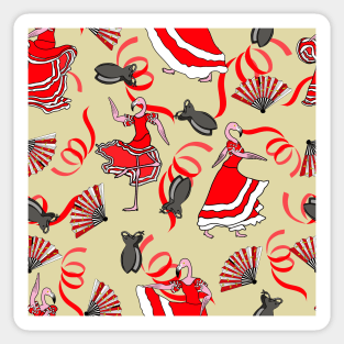 flamenco dancing flamingos Sticker